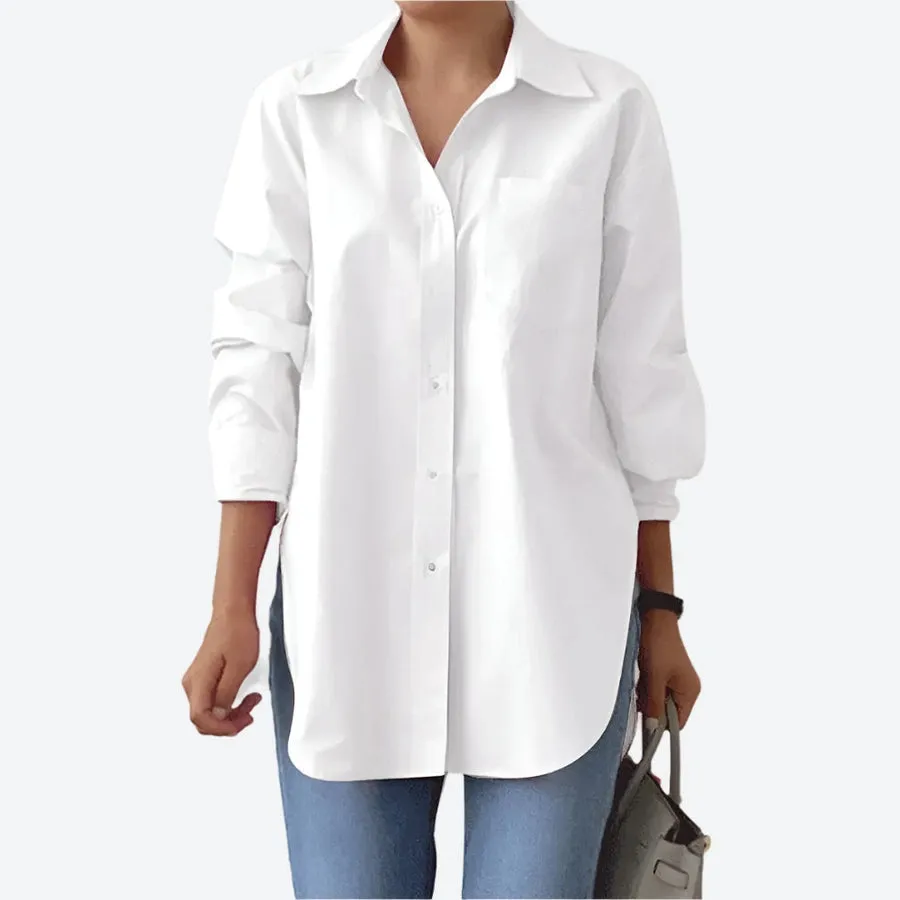 Loose Long-Sleeve Button-Up Shirts