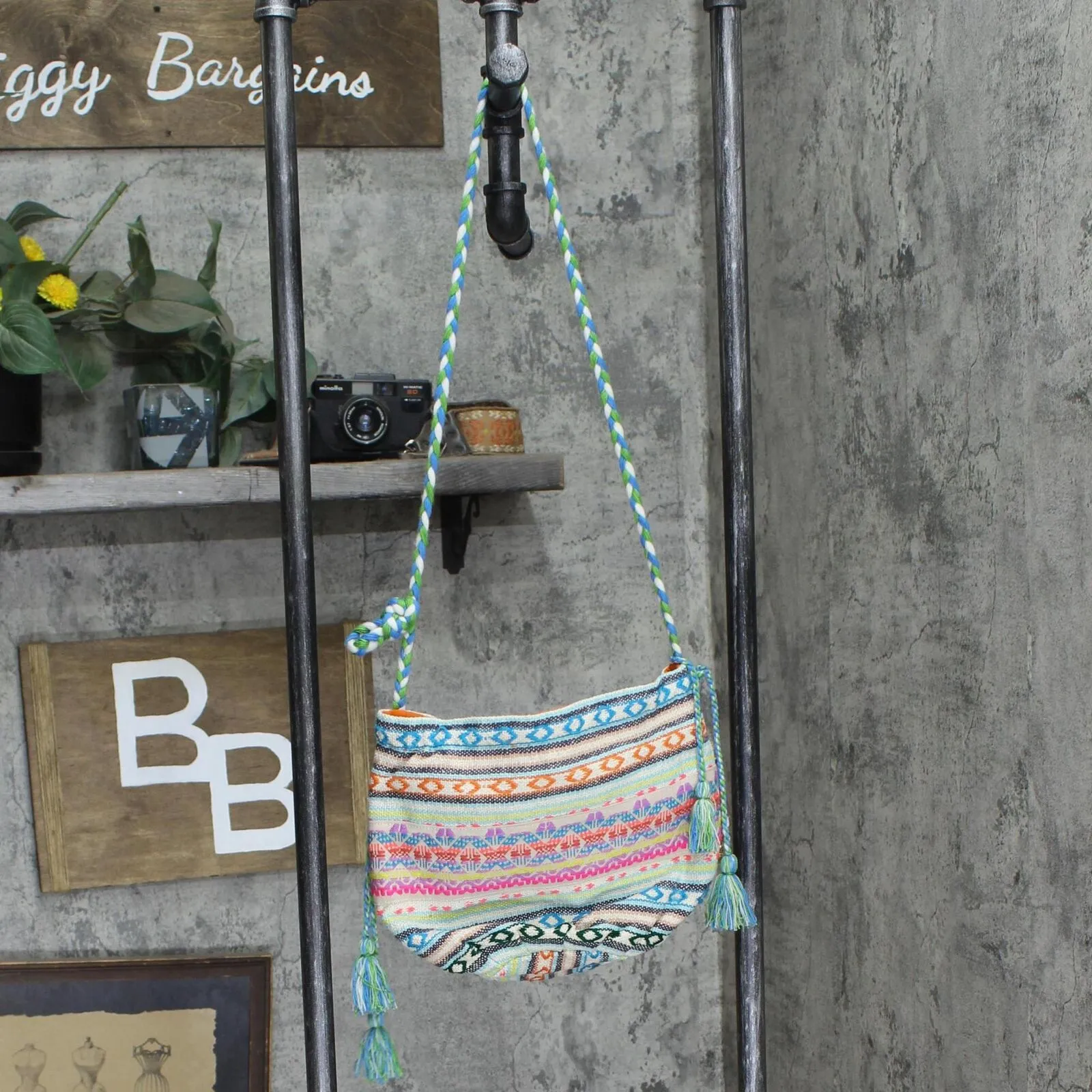 Lovestitch Womens Braided Embellished Shoulder Bag Blue Multi One Size