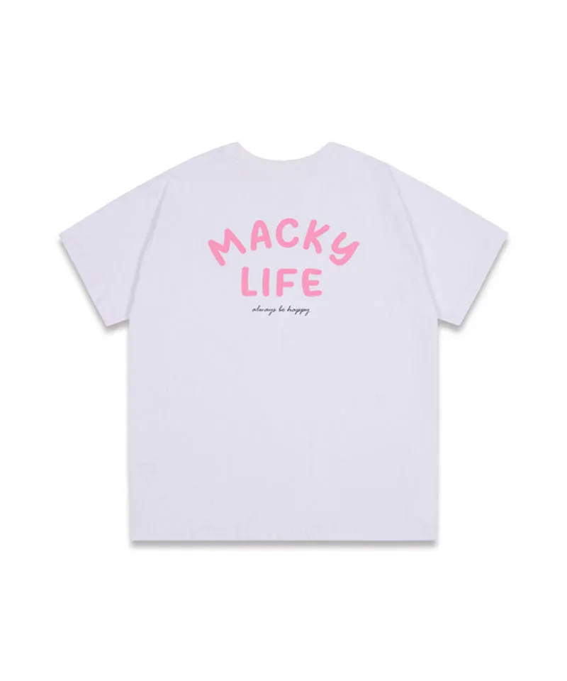 MACKY Golf: Life Patch T-Shirt - White-Pink