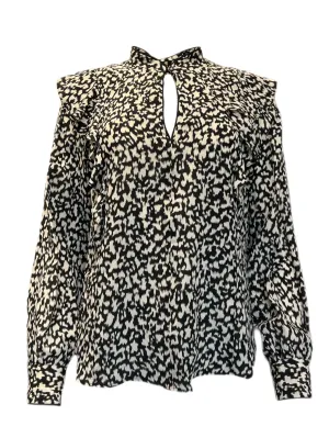 Marella By Max Mara Women's Nero Guaina Printed Silk Blouse Size 4 NWT