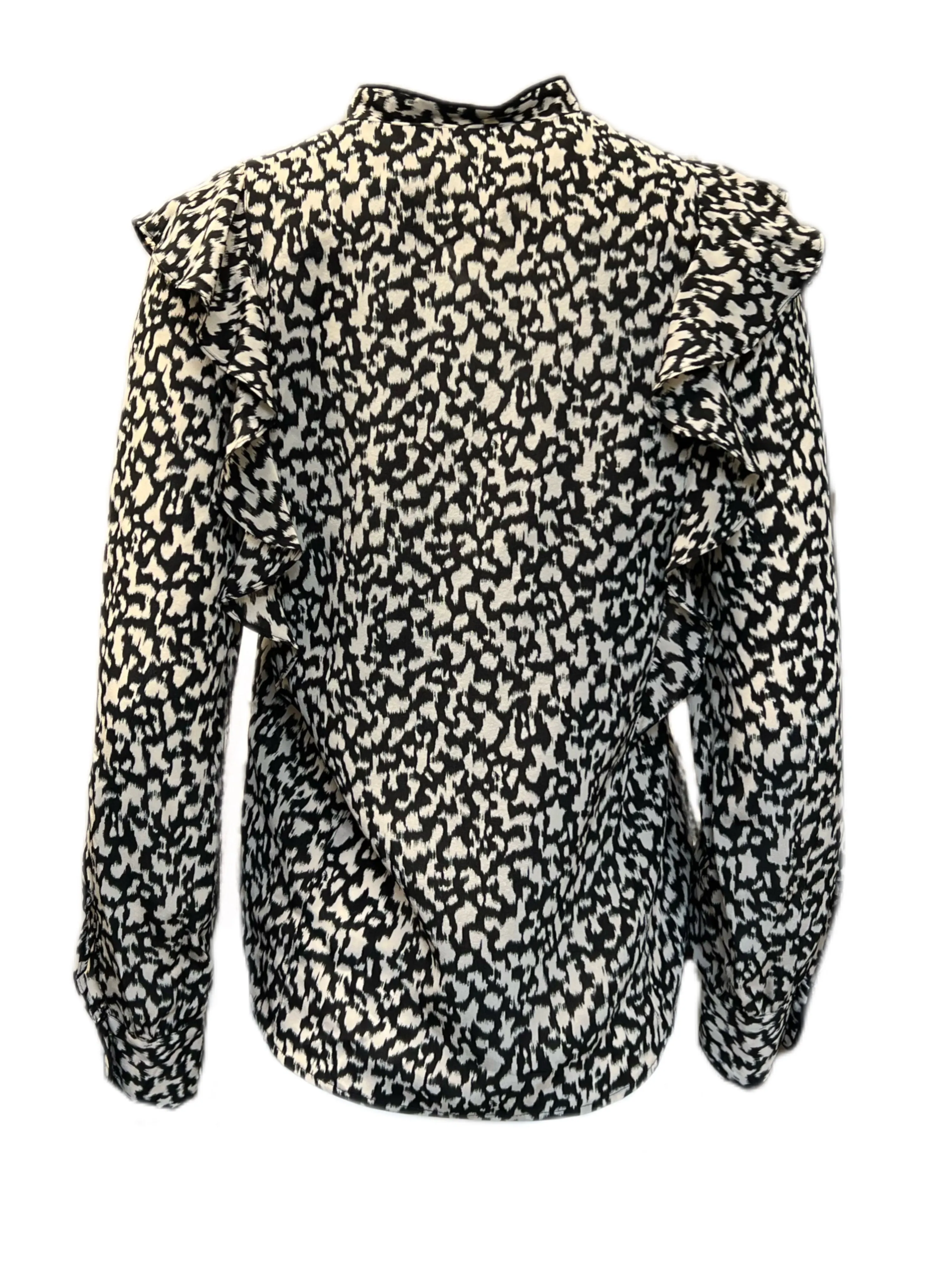 Marella By Max Mara Women's Nero Guaina Printed Silk Blouse Size 4 NWT