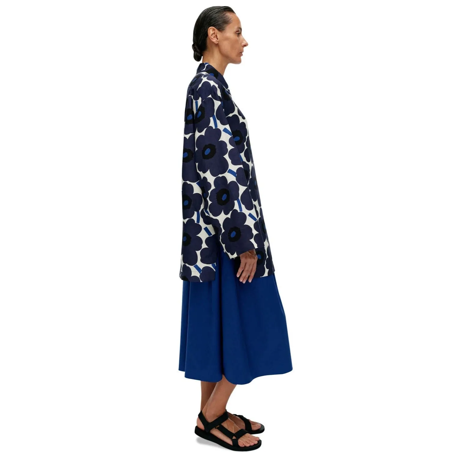 Marimekko Torma Unikko Blouse, White With Blue Flowers