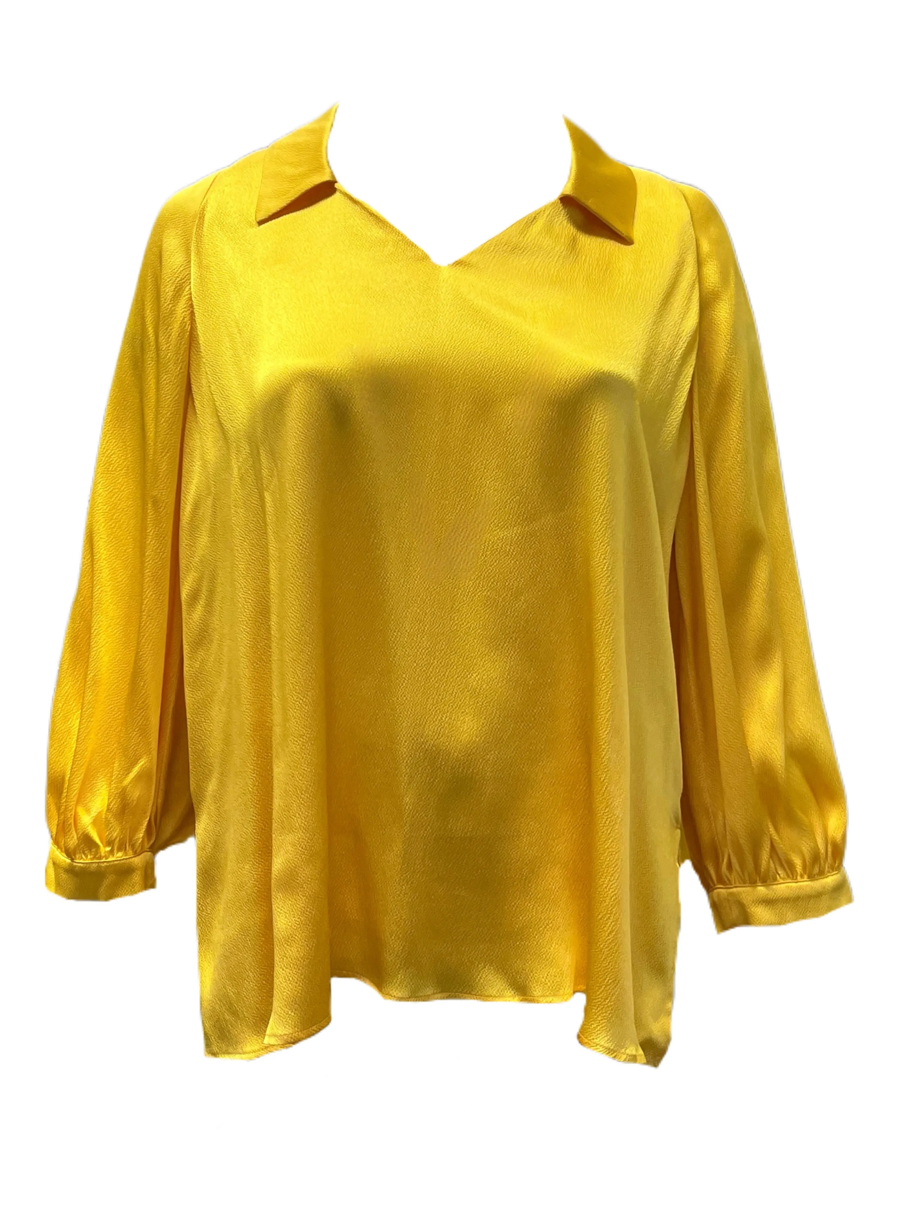 Marina Rinaldi Women's Yellow Fata Pullover Blouse NWT