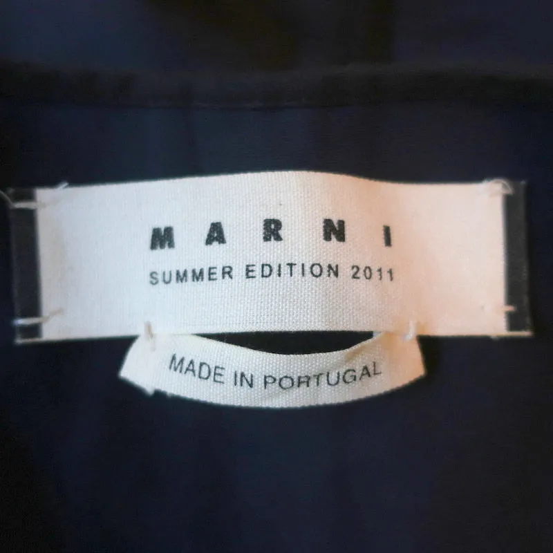 Marni Summer Edition 2011 Dress Navy Cotton-Linen Size 40 Sleeveless Shift