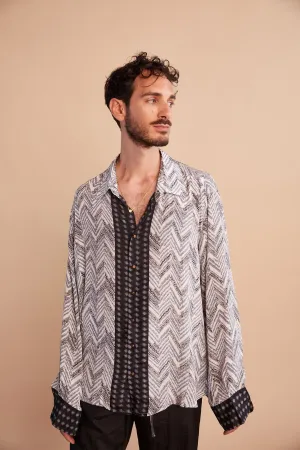Minted Chevron Long Sleeve Shirt - Dusky Blue