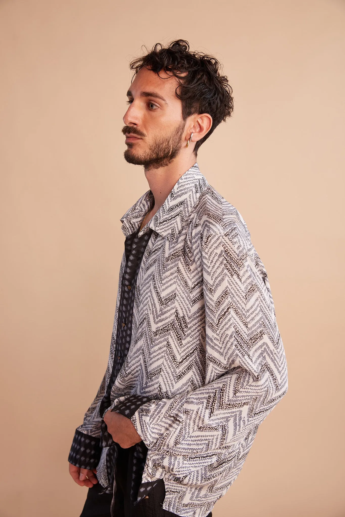 Minted Chevron Long Sleeve Shirt - Dusky Blue