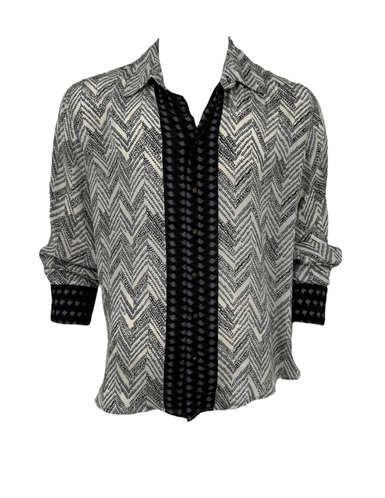 Minted Chevron Long Sleeve Shirt - Dusky Blue