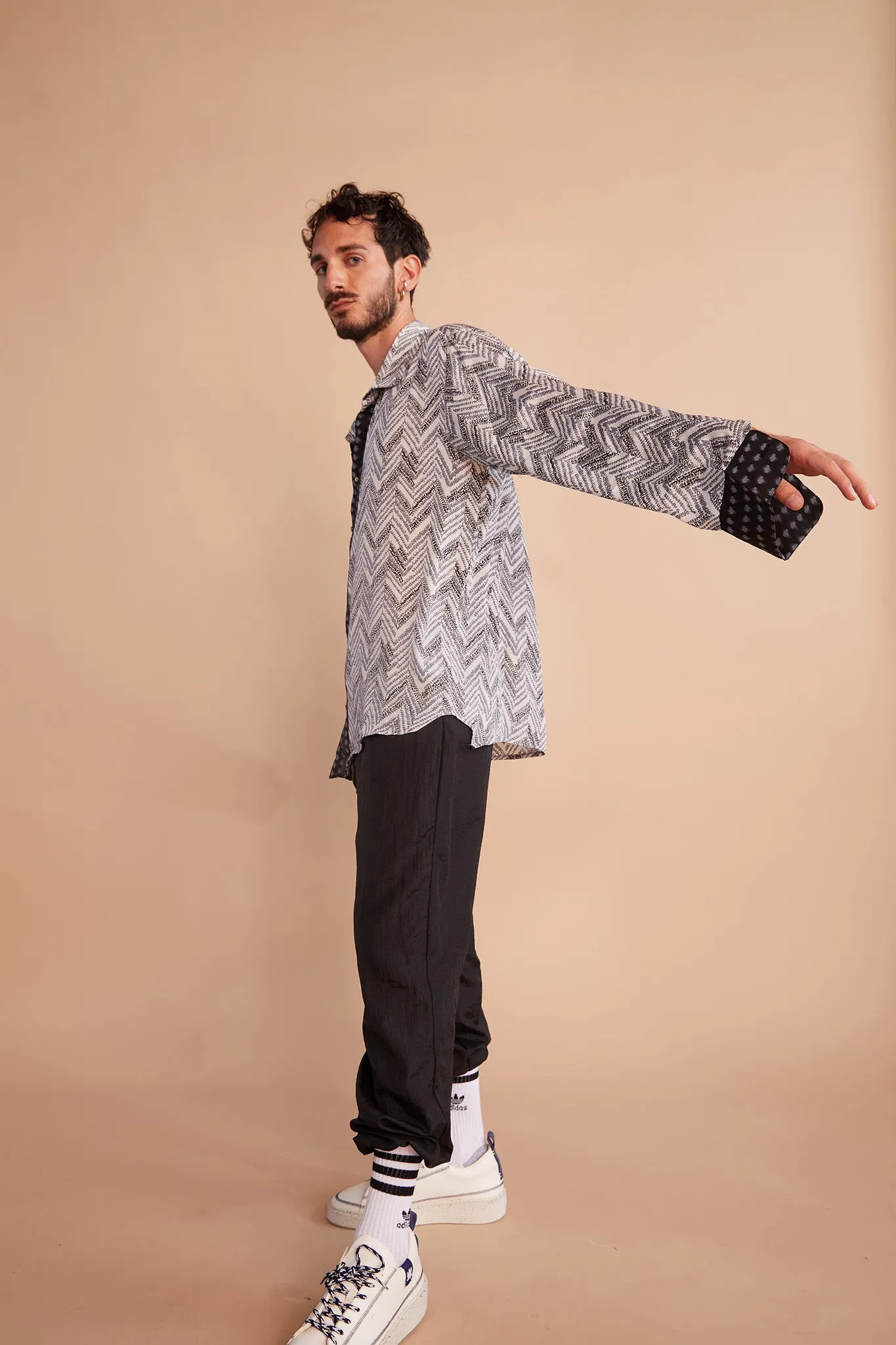 Minted Chevron Long Sleeve Shirt - Dusky Blue