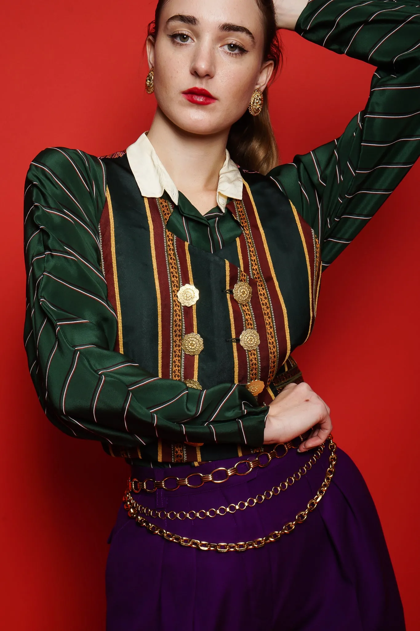 Mixed Print Silk Vest