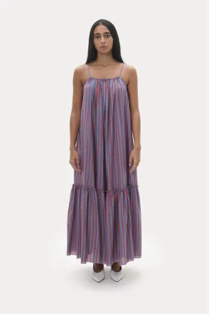 Naushad Ali   I   Sundress Stripes Signature Spring Summer 2025 Blue   coral red Handwoven Silk cotton NA SS24 W09