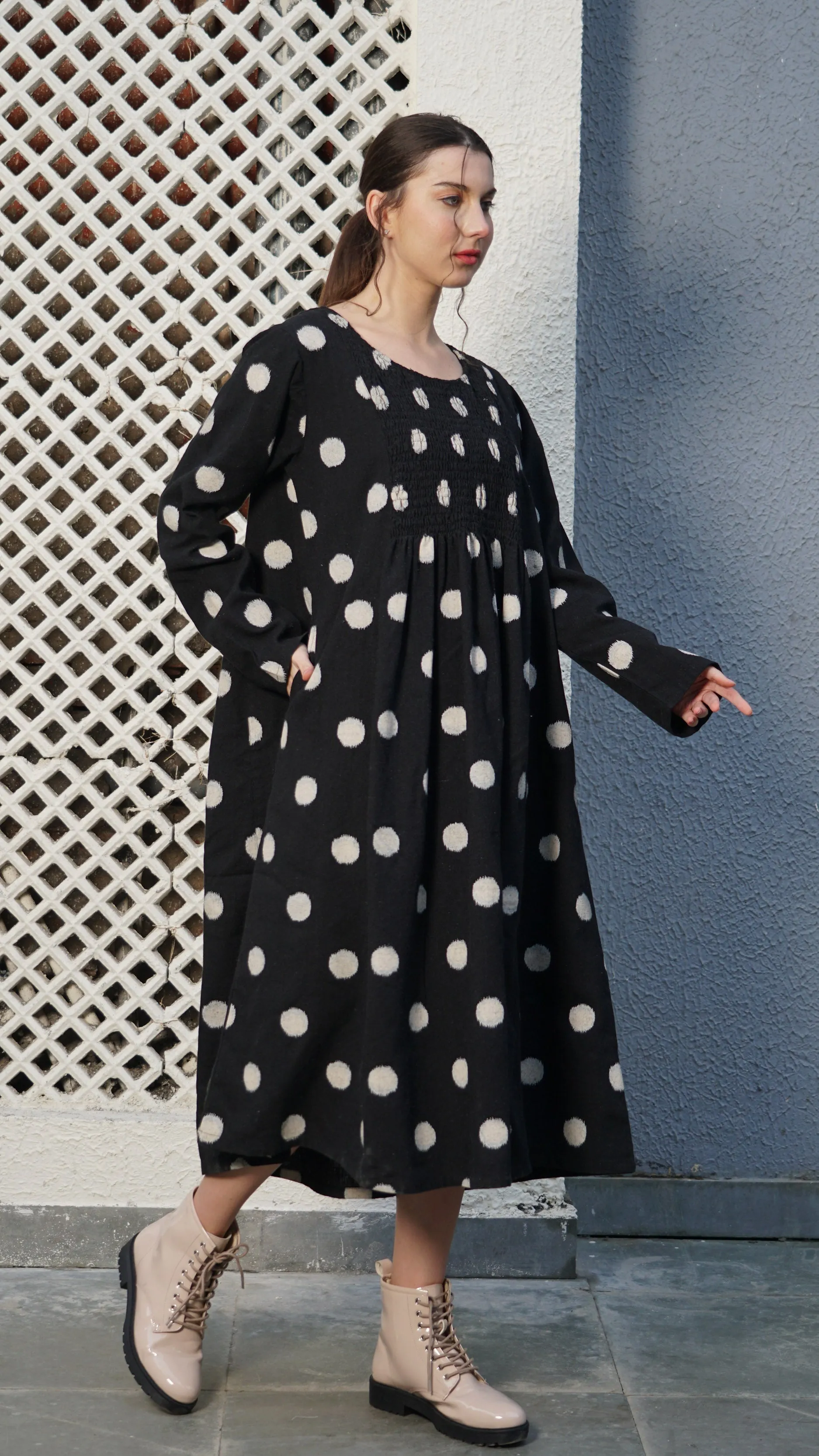 Nevada Linen Blend Dress in Onyx