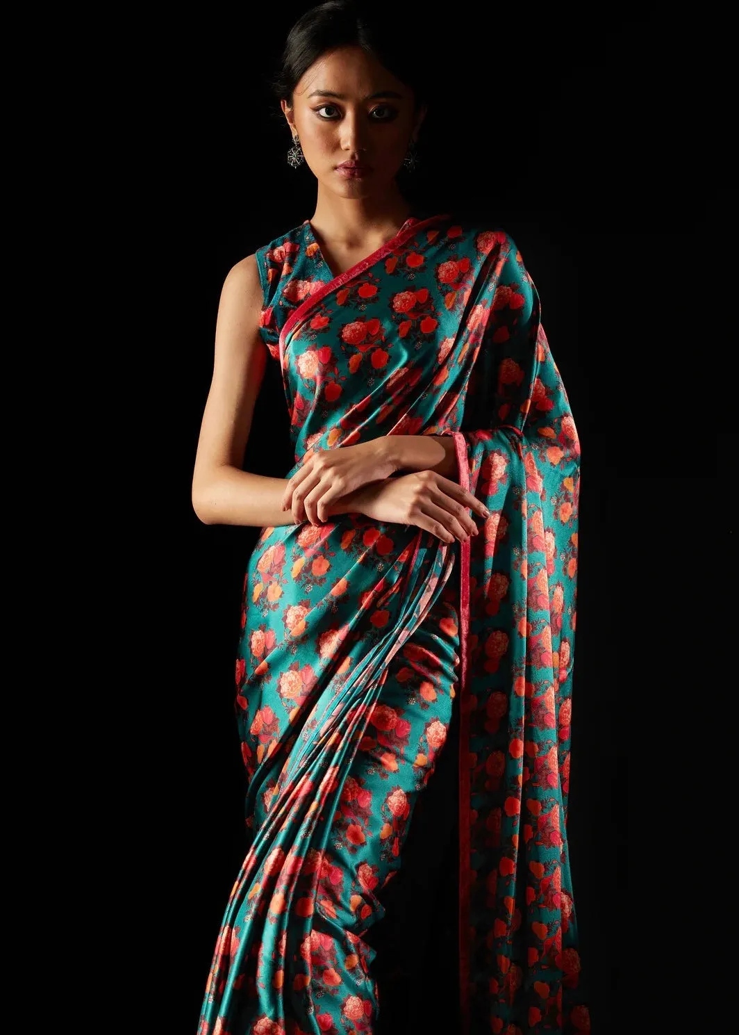 New Season Summer to Fall 2024 Saree Fez Sea Blue Kshitij Jalori