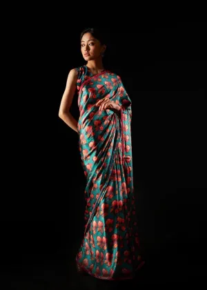 New Season Summer to Fall 2024 Saree Fez Sea Blue Kshitij Jalori
