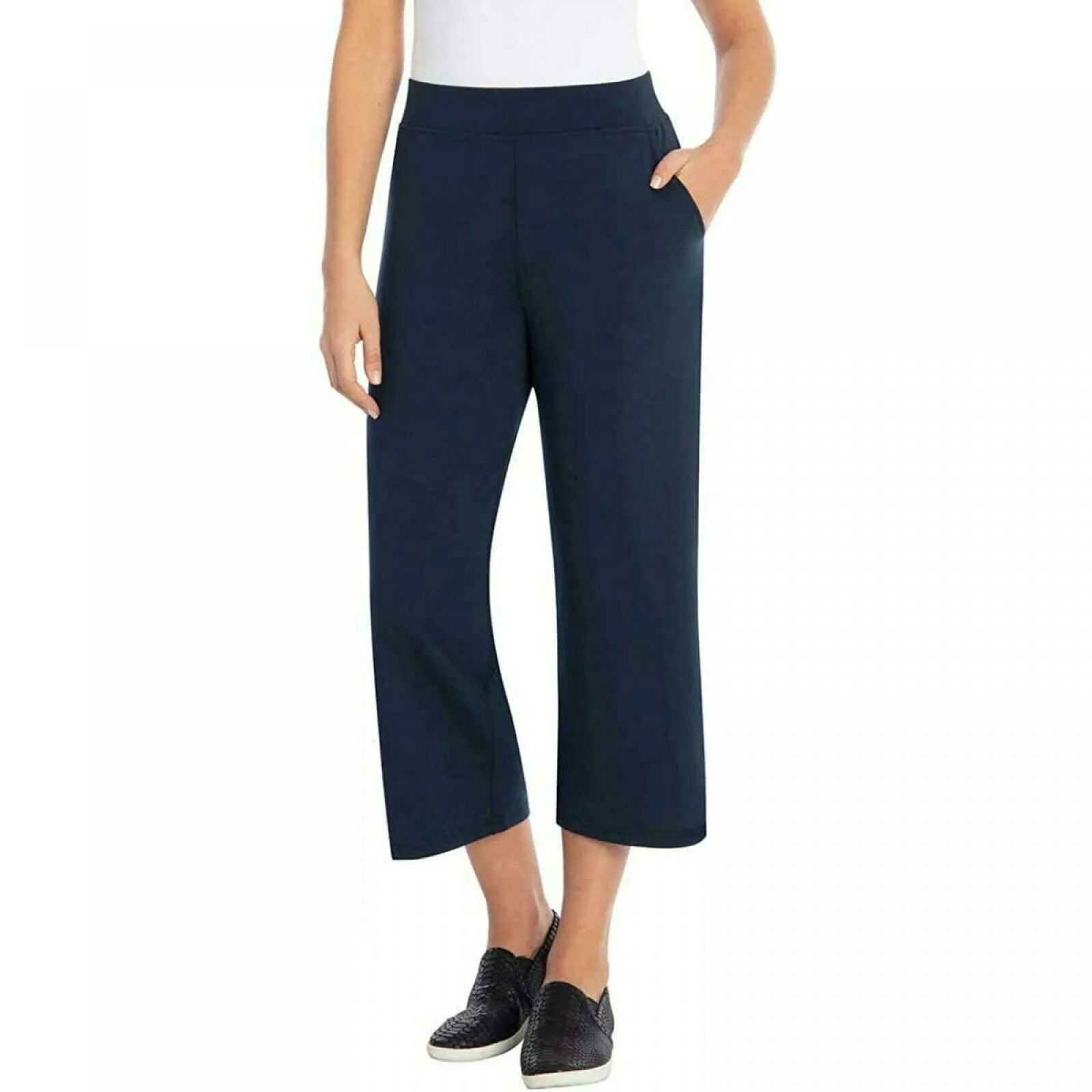 New Sentimental Women's Wide Waistband Cropped Soft Knit Pants. 1369425-NEW L