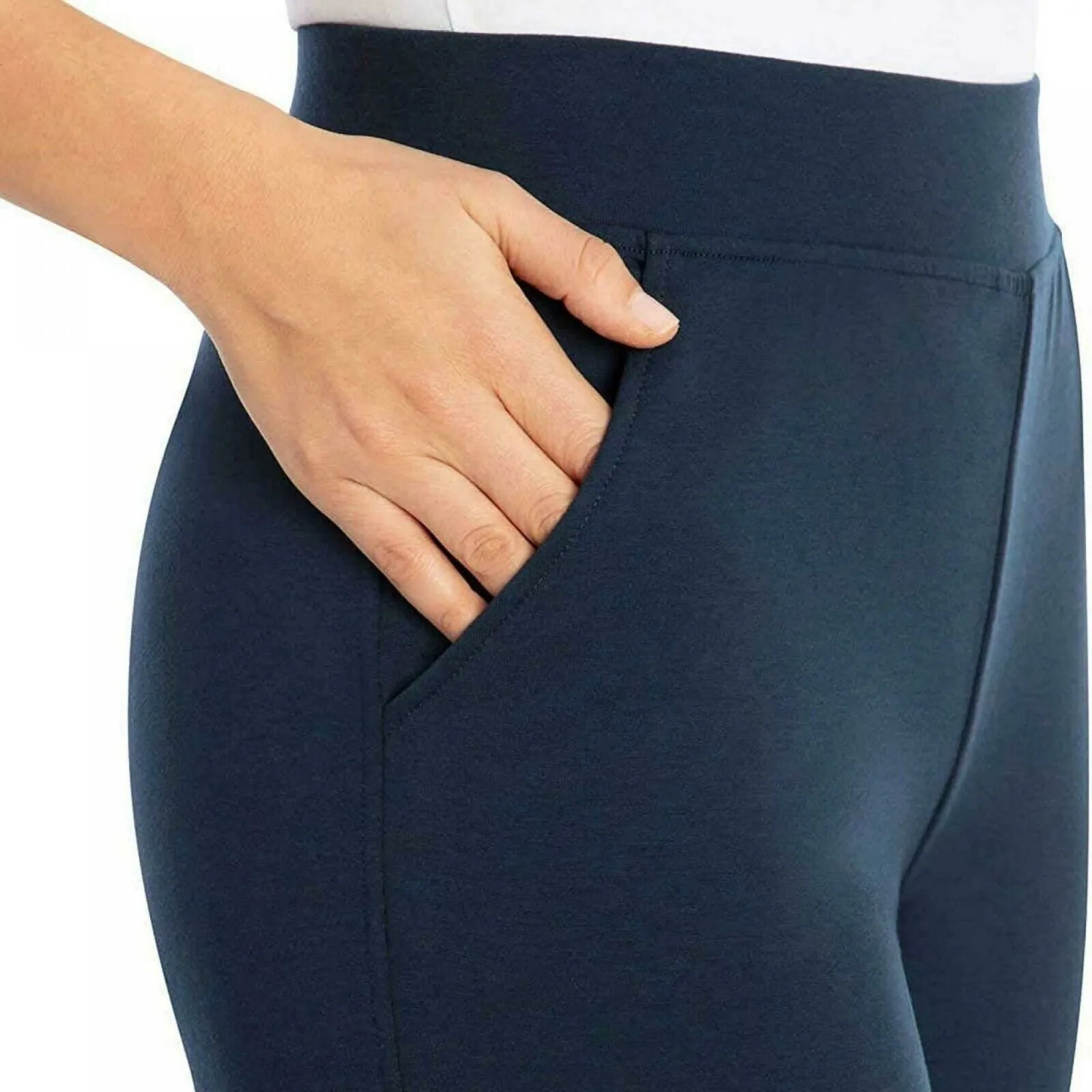 New Sentimental Women's Wide Waistband Cropped Soft Knit Pants. 1369425-NEW L