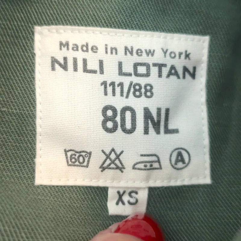 Nili Lotan Lori Military Jacket Army Green Cotton-Linen Size Extra Small