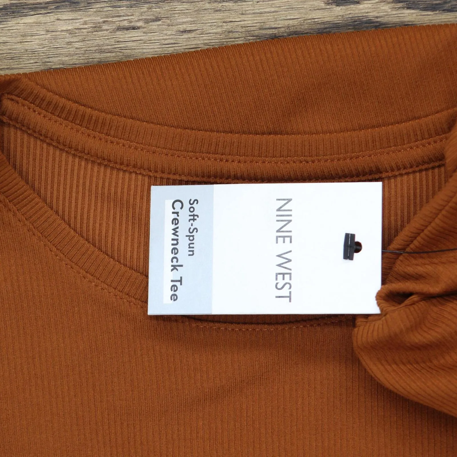Nine West Women's Long Sleeve Crewneck Top WW13K002RS6 Brick Brown M