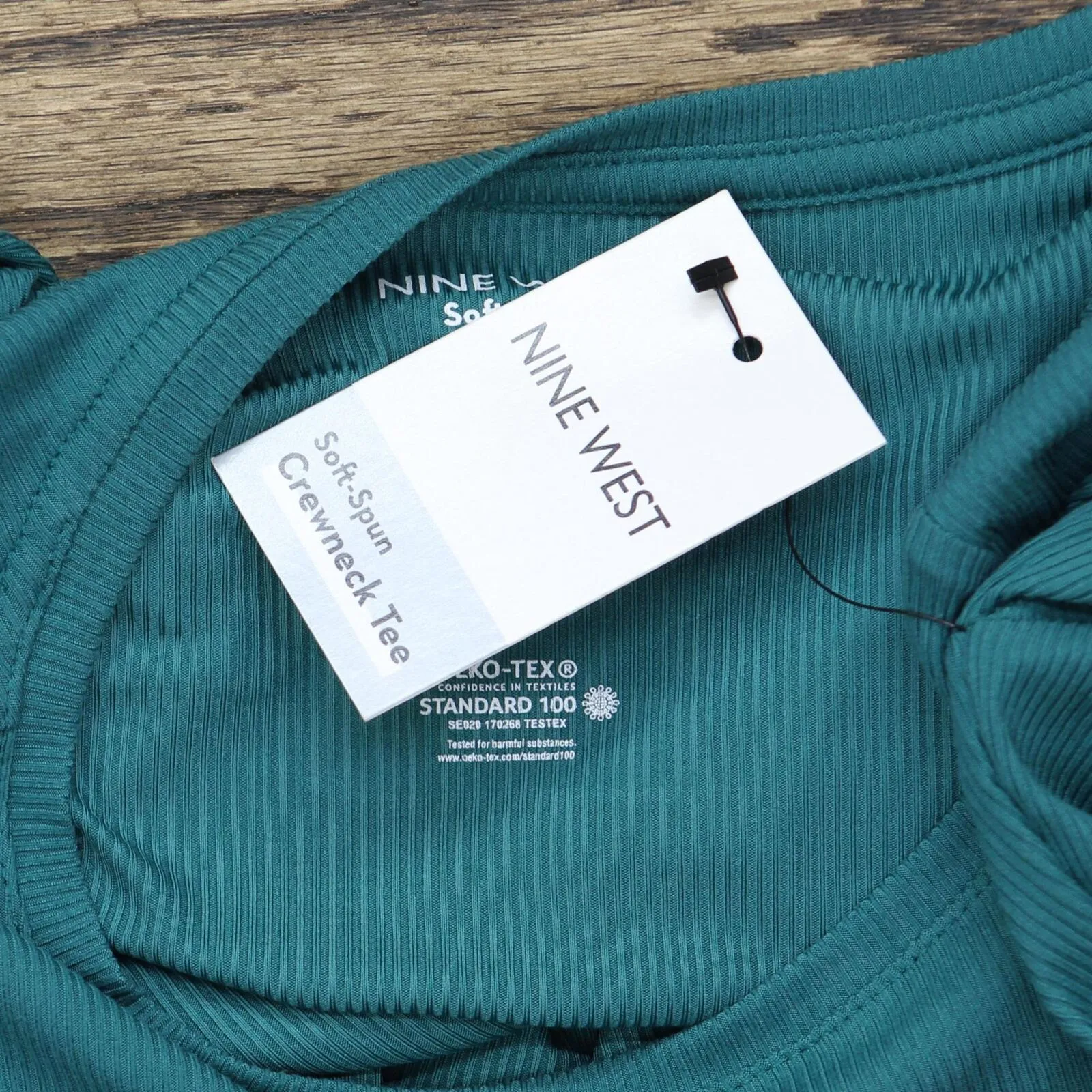 Nine West Women's Long Sleeve Crewneck Top WW13K002RS6 Night Tide Blue Green M