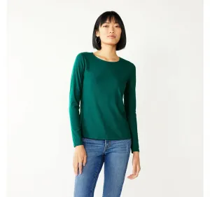 Nine West Women's Long Sleeve Crewneck Top WW13K002RS6 Night Tide Blue Green M