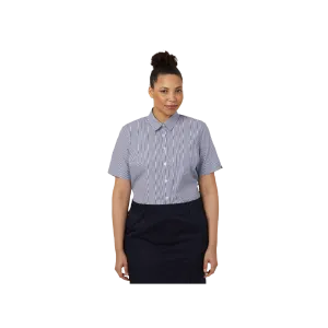 NNT Women's Avignon Fine Block Stripe Stretch Short Sleeve Shirt - Navy/White