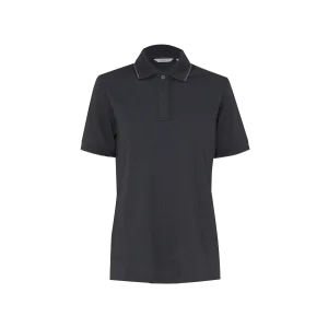 NNT Women's Textured Cotton Poly Short Sleeve Polo - Charcoal/Black