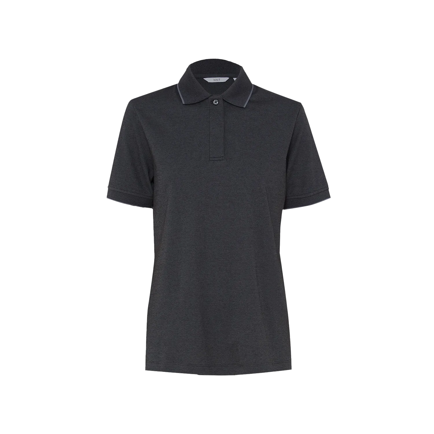NNT Women's Textured Cotton Poly Short Sleeve Polo - Charcoal/Black