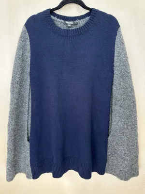 NWT - DKNY navy blue grey Wool Silk Cashmere Poncho Cape Sweater - M / L