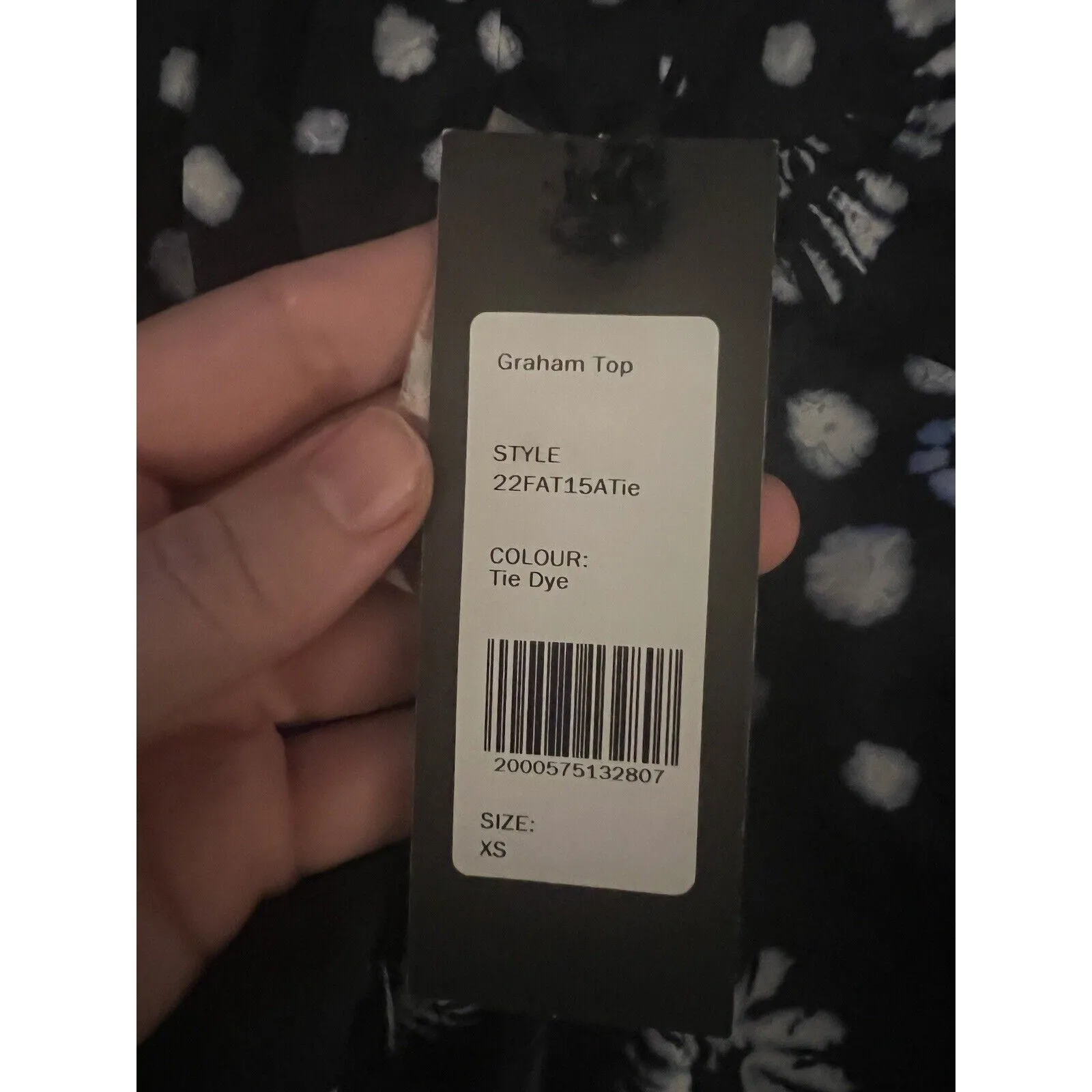 NWT Hunter Bell Women's Blue Graham Navy House Printed Silk Mockneck Long Sleeve Blouse, Size XS