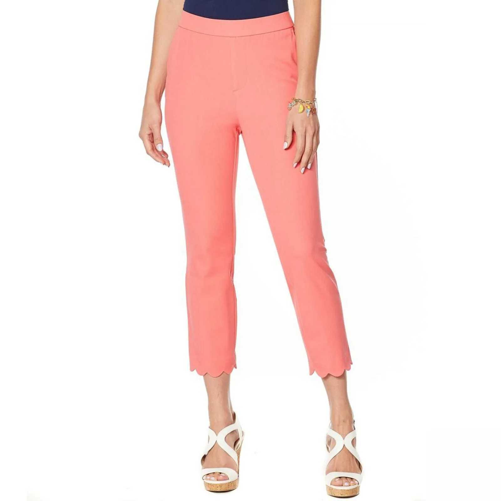 NWT Lemon Way Women's Flawless Twill Scallop Hem Crop Pants 10 14 16