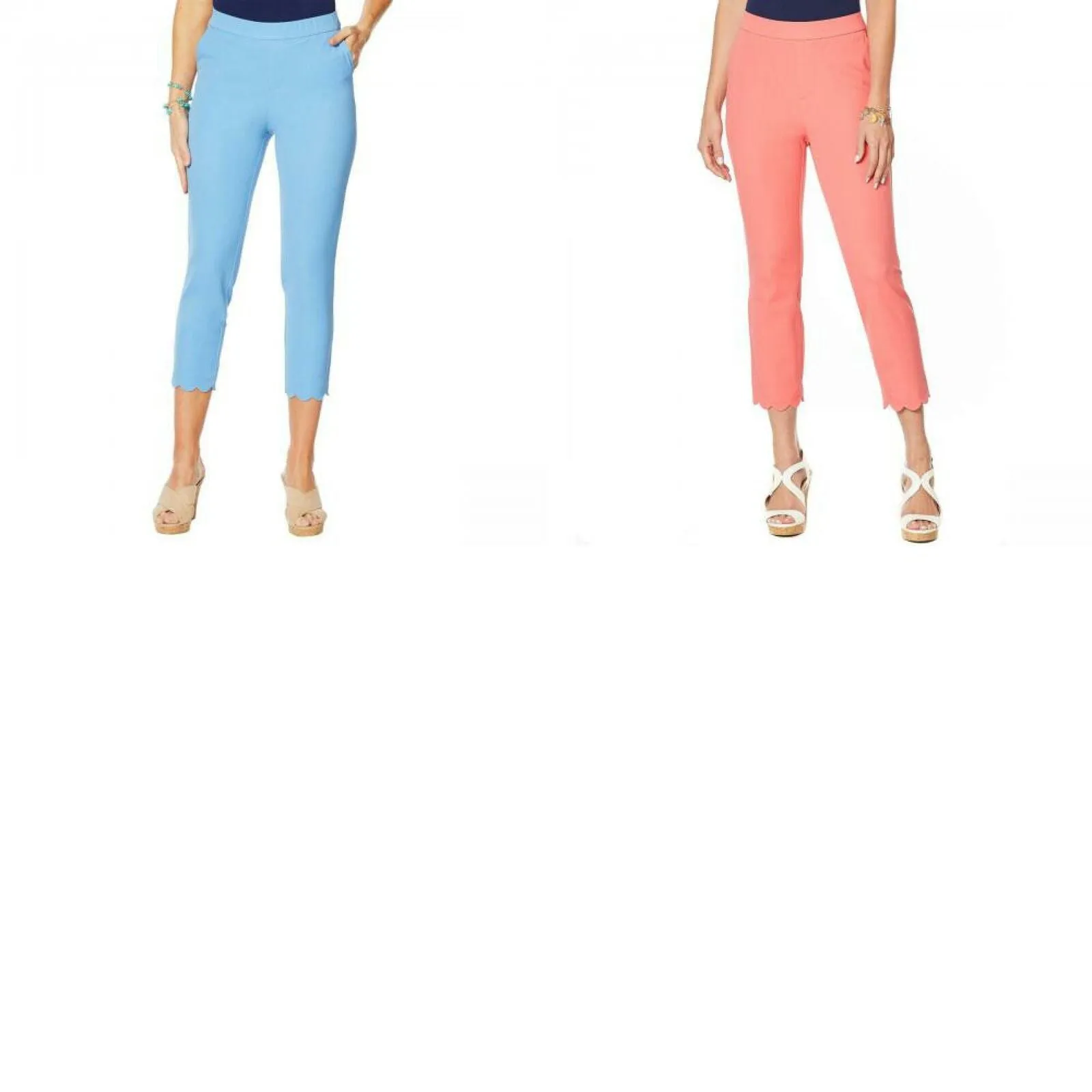 NWT Lemon Way Women's Flawless Twill Scallop Hem Crop Pants 10 14 16
