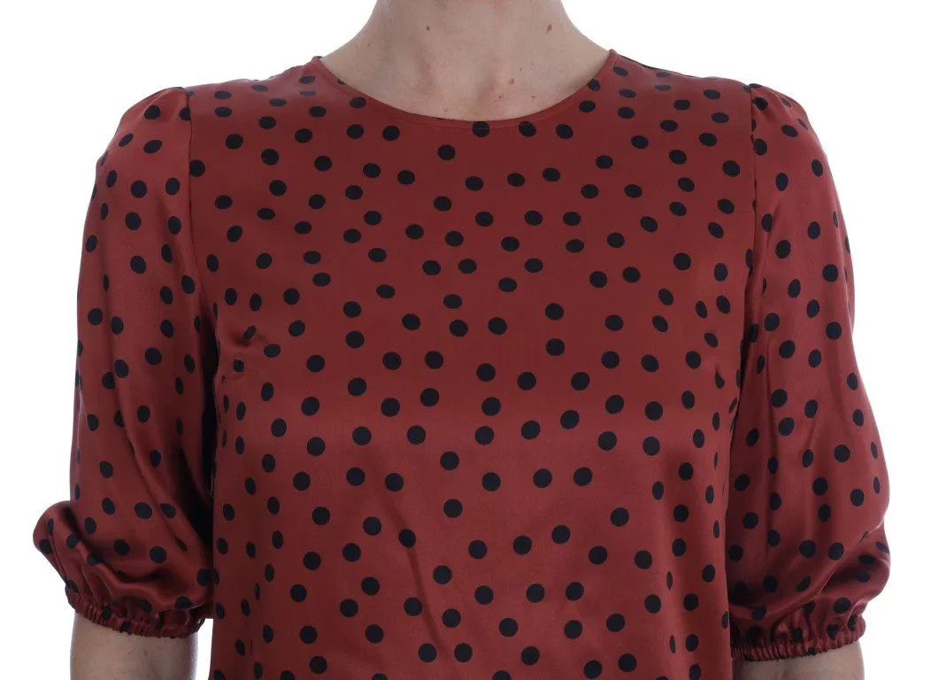 Orange Polka Dotted Silk Blouse