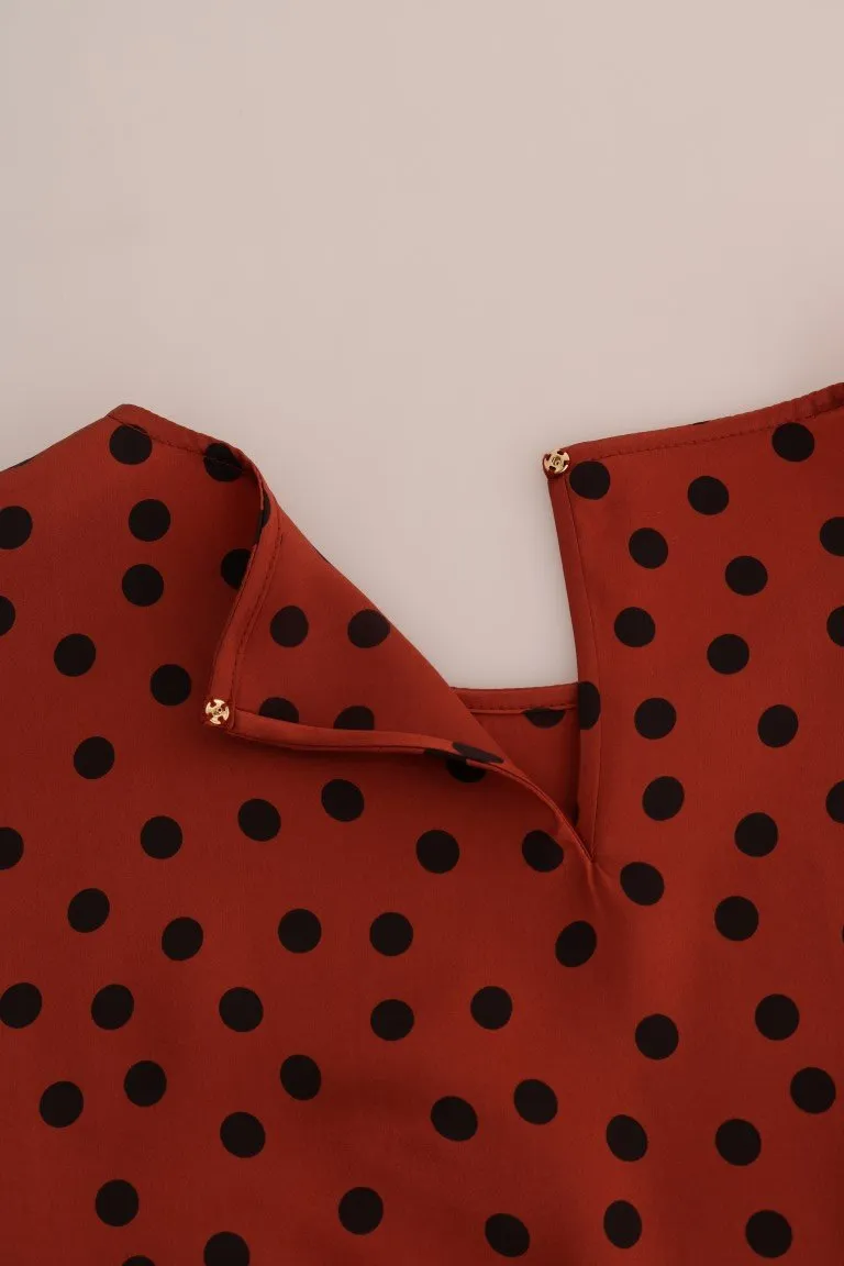 Orange Polka Dotted Silk Blouse
