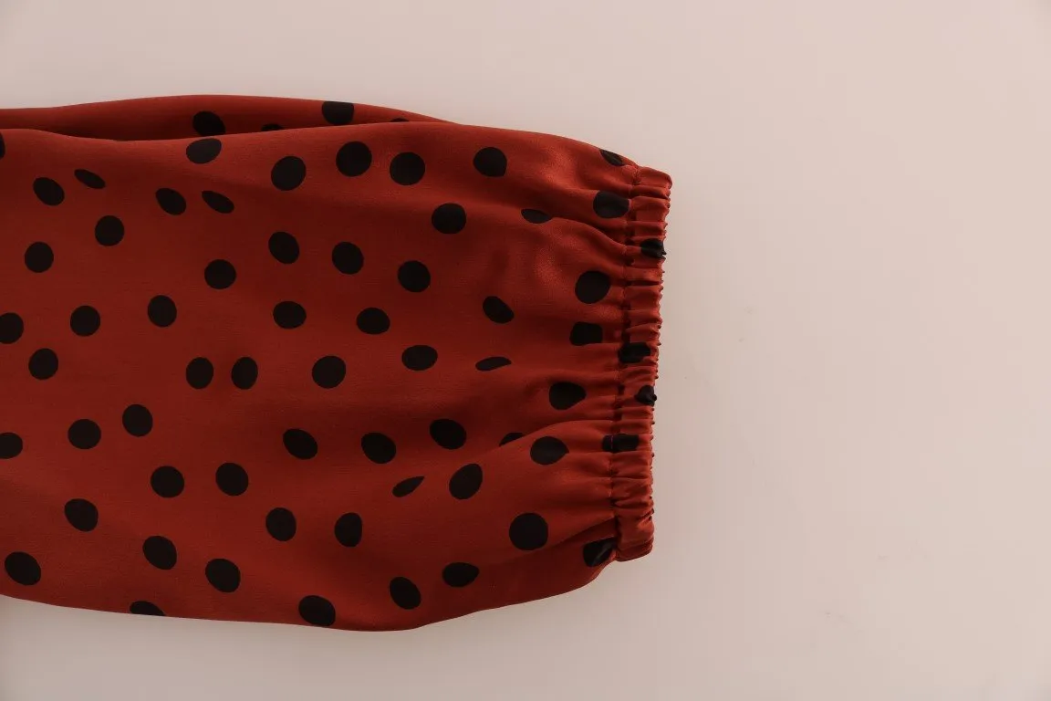 Orange Polka Dotted Silk Blouse