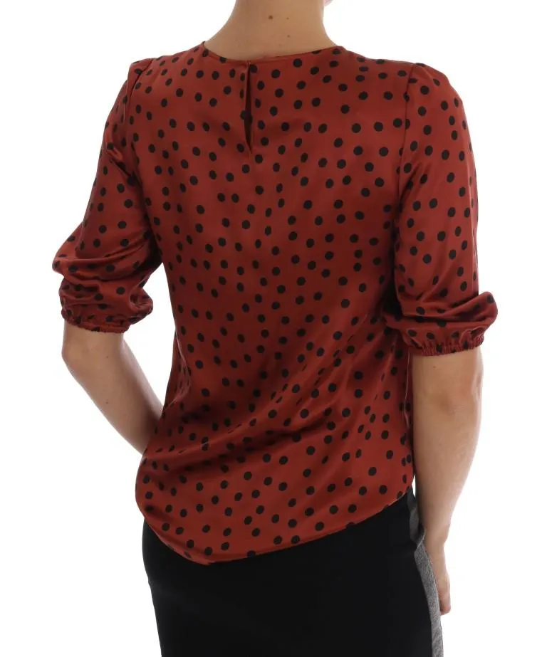 Orange Polka Dotted Silk Blouse