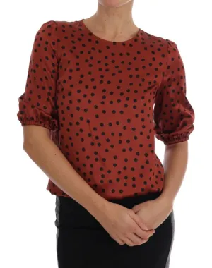 Orange Polka Dotted Silk Blouse