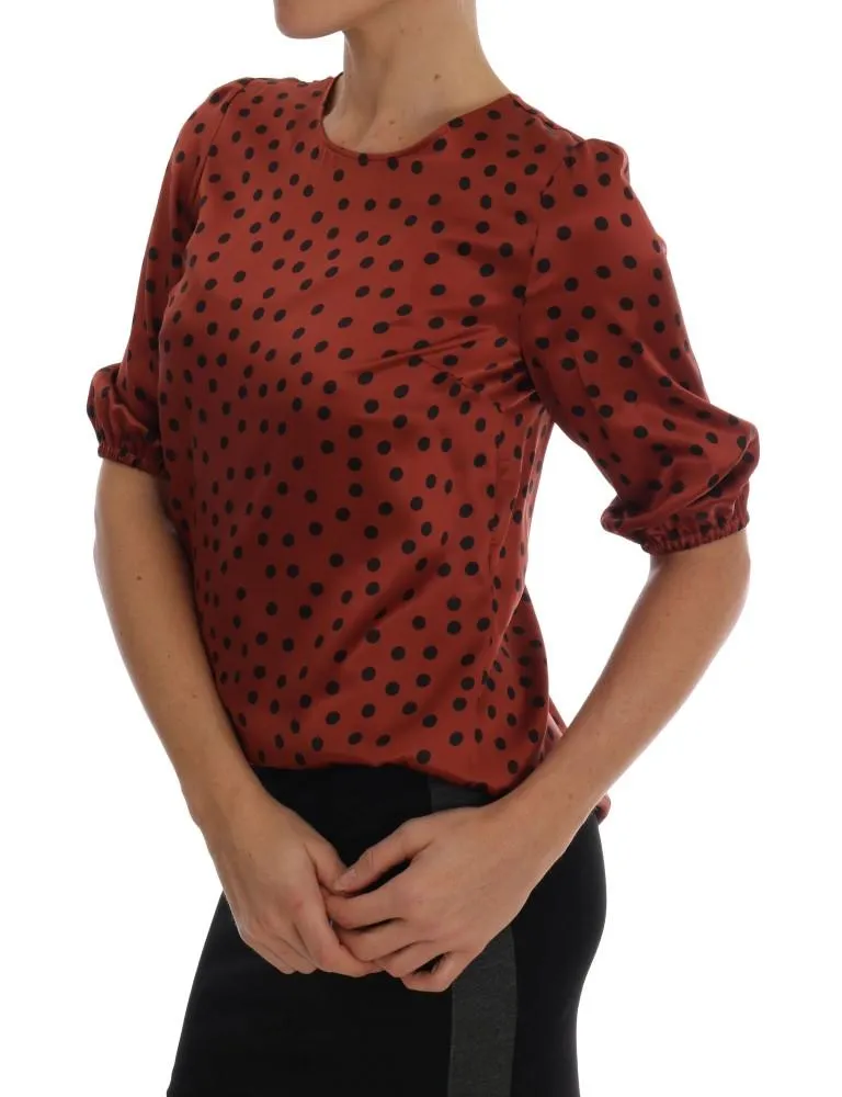 Orange Polka Dotted Silk Blouse