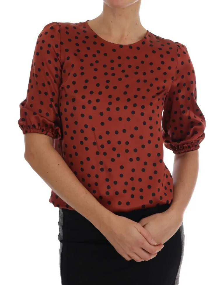 Orange Polka Dotted Silk Blouse