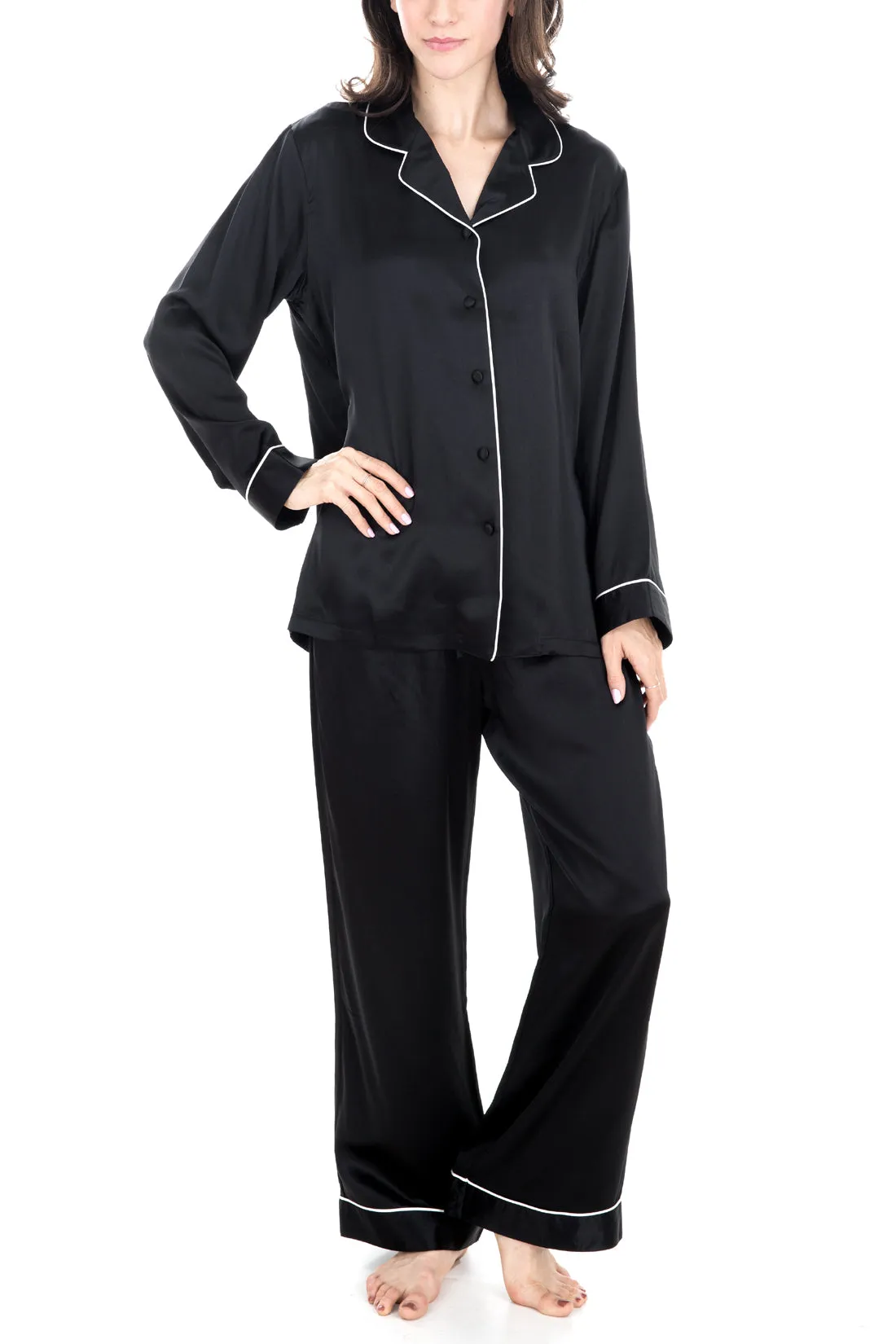 Oscar Rossa Women's Luxury Mulberry Silk Sleepwear 100% Silk Pajamas Set