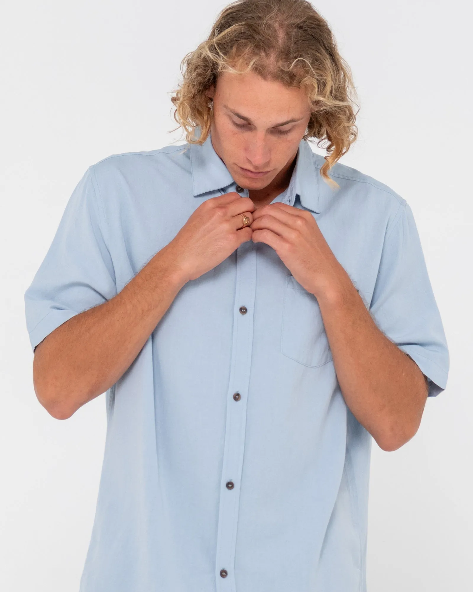 Overtone Short Sleeve Linen Shirt