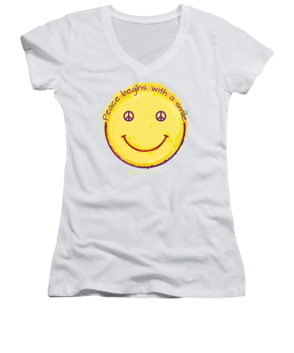 Peace Begins With A Smile - Women's V-Neck