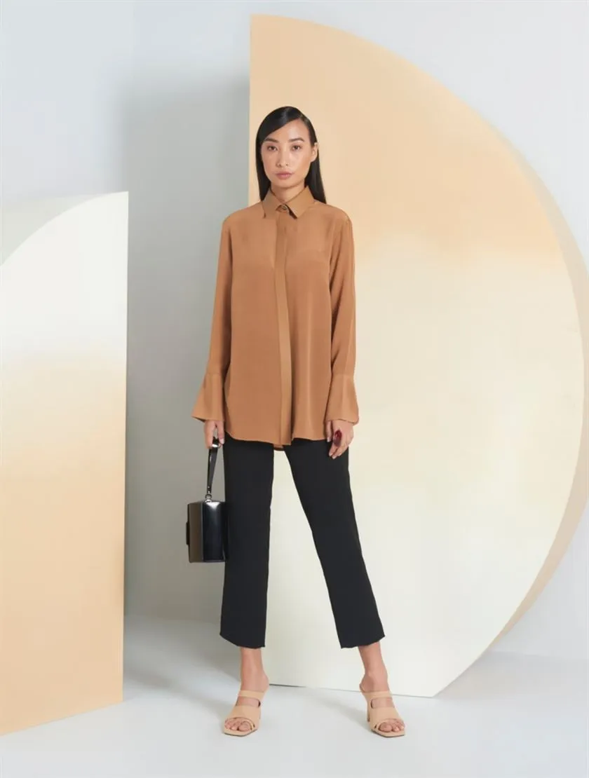 Perona   -   Womens-Shirts & Tops-Shirts -Miki-Pwa-Ss24-610-Xxs-Camel