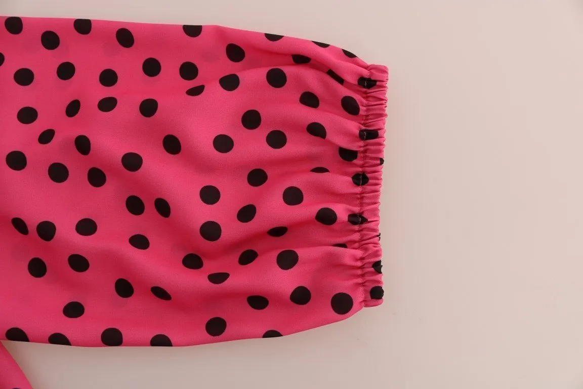 Pink Polka Dotted Silk Blouse