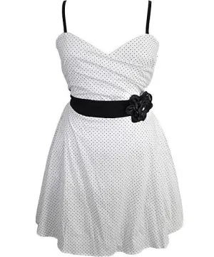 Plus Size Cotton Polka Dot  White Sundress