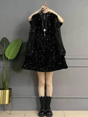 Plus Size Two-Toned Sequin Flared Dress