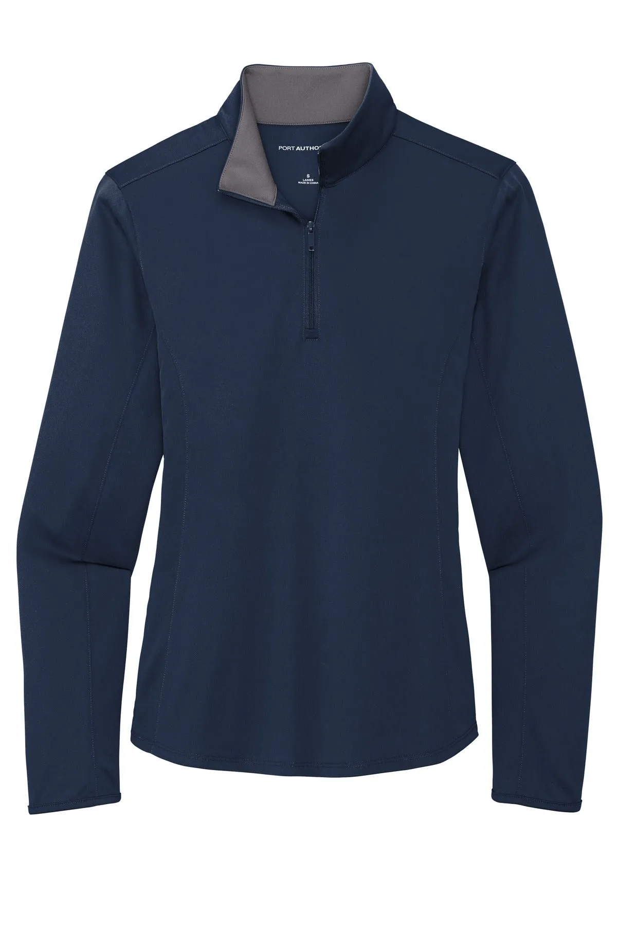 Port Authority  Women's Silk Touch  Performance 1/4-Zip LK584 Navy/ Steel Grey