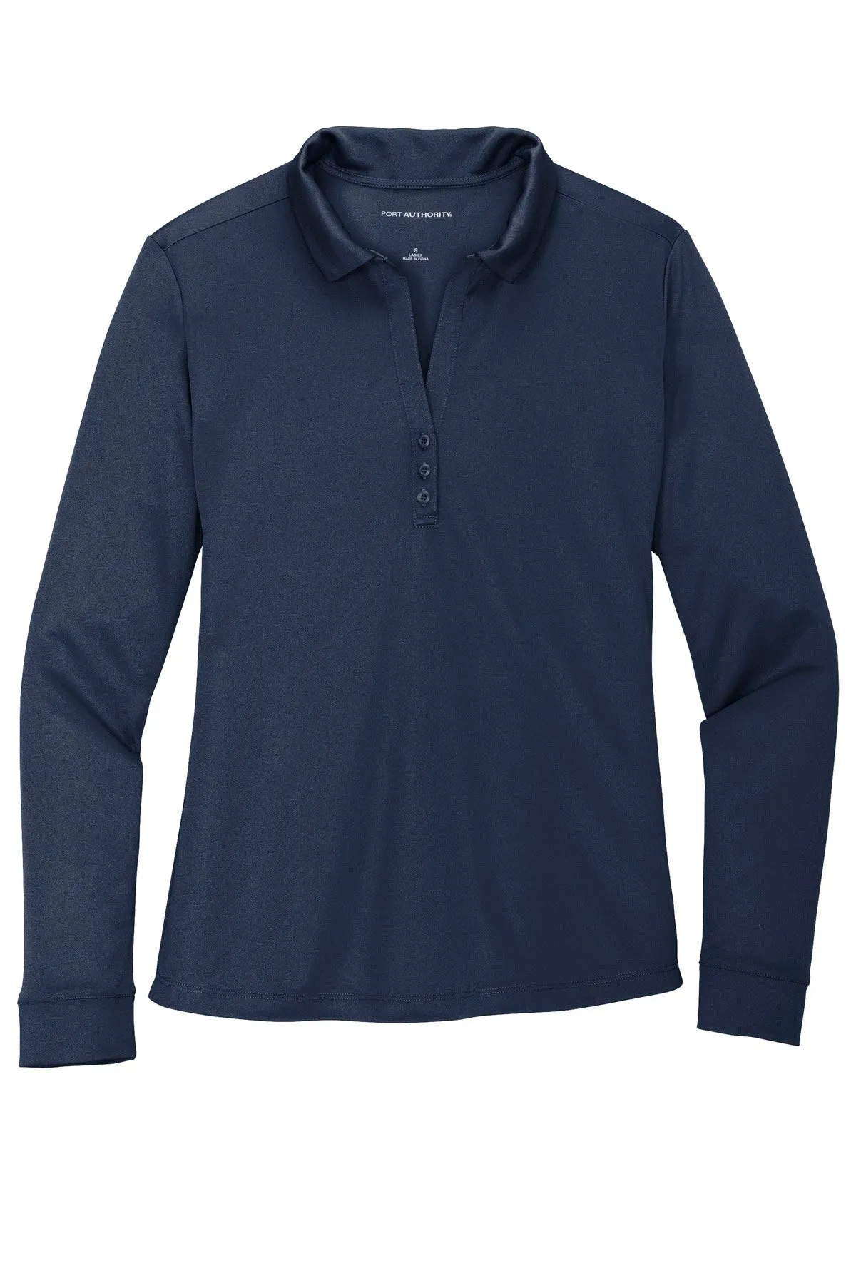 Port Authority  Women's Silk Touch   Performance Long Sleeve Polo. L540LS Navy