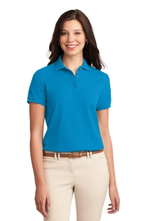 Port Authority Women's Silk Touch Polo.  L500 Turquoise