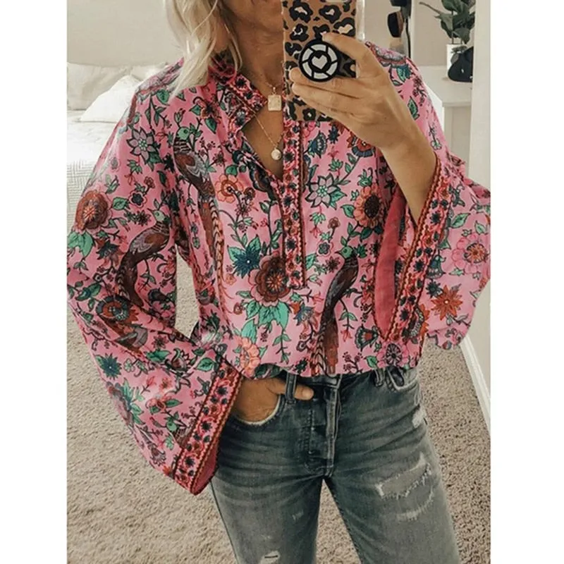 Printed Casual Loose Tops