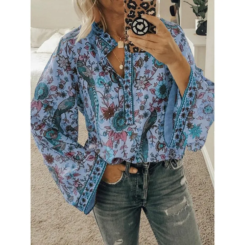 Printed Casual Loose Tops