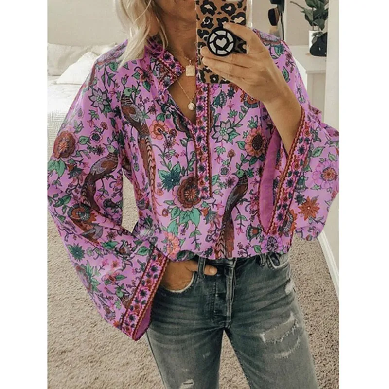 Printed Casual Loose Tops